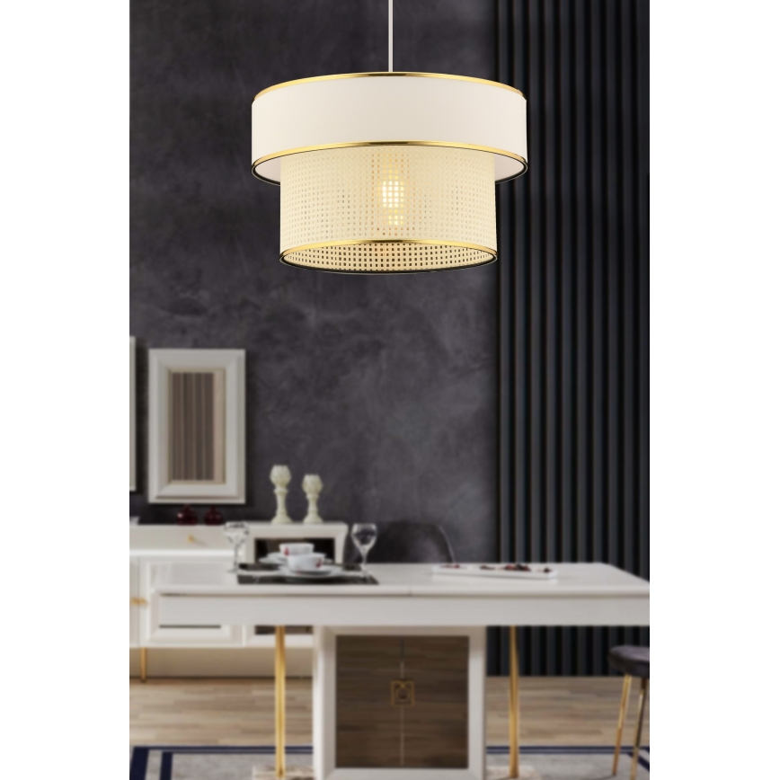 Lámpara colgante ERO 1xE27/60W/230V crema/dorada