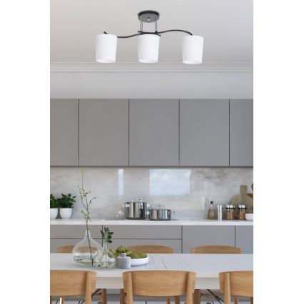 Lámpara colgante ESNYR 3xE27/40W/230V negro/blanco