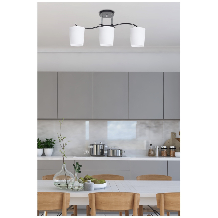 Lámpara colgante ESNYR 3xE27/40W/230V negro/blanco