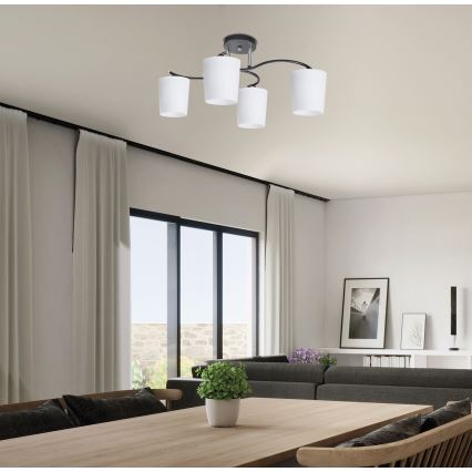 Lámpara colgante ESNYR 4xE27/40W/230V negro/blanco