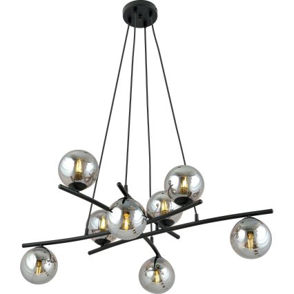 Lámpara colgante ESSA 8xE14/10W/230V negro/ahumado