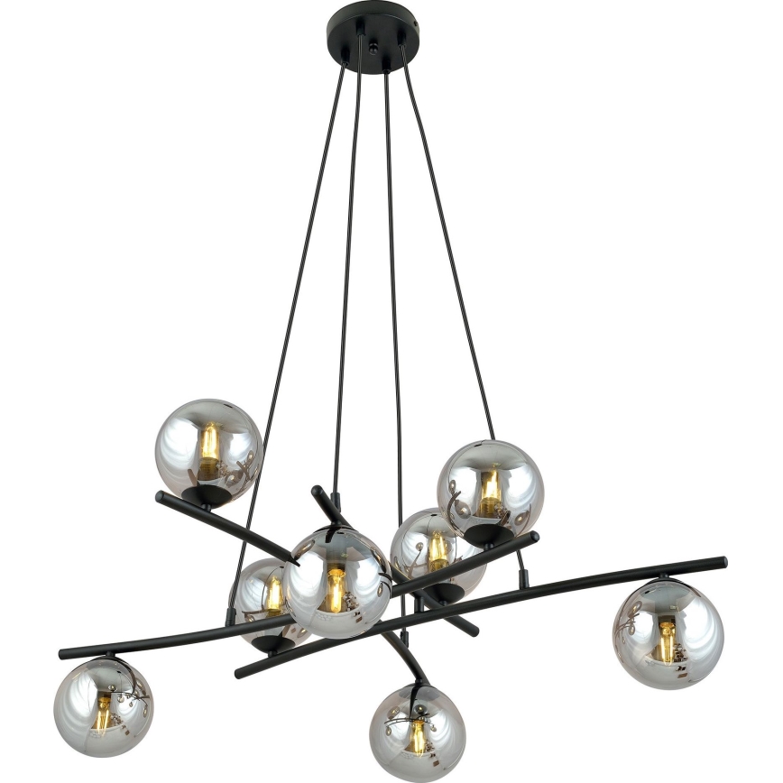 Lámpara colgante ESSA 8xE14/10W/230V negro/ahumado