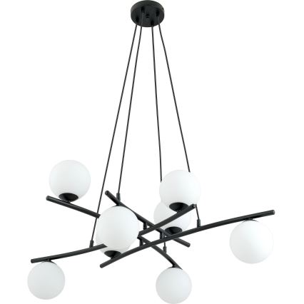 Lámpara colgante ESSA 8xE14/10W/230V negro/blanco