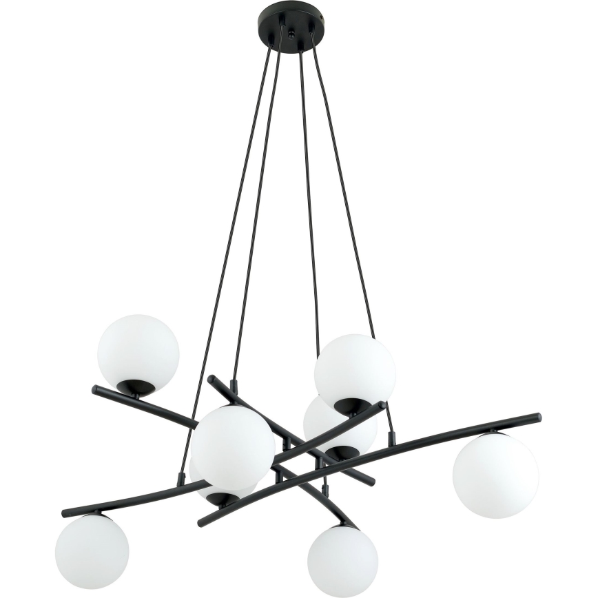 Lámpara colgante ESSA 8xE14/10W/230V negro/blanco