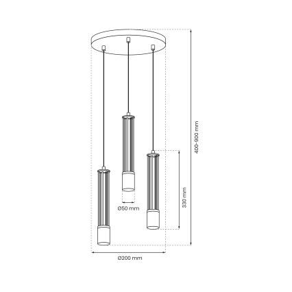 Lámpara colgante ESTILO 3xGU10/40W/230V negro