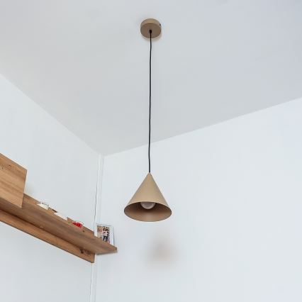 Lámpara colgante ETNA II con cable 1xE27/15W/230V Ø 18,5 cm beige