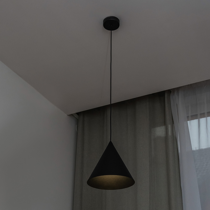 Lámpara colgante ETNA II con cable 1xE27/15W/230V Ø 25 cm negra