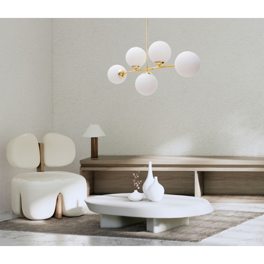 Lámpara colgante FIRA 5xE27/60W/230V dorado