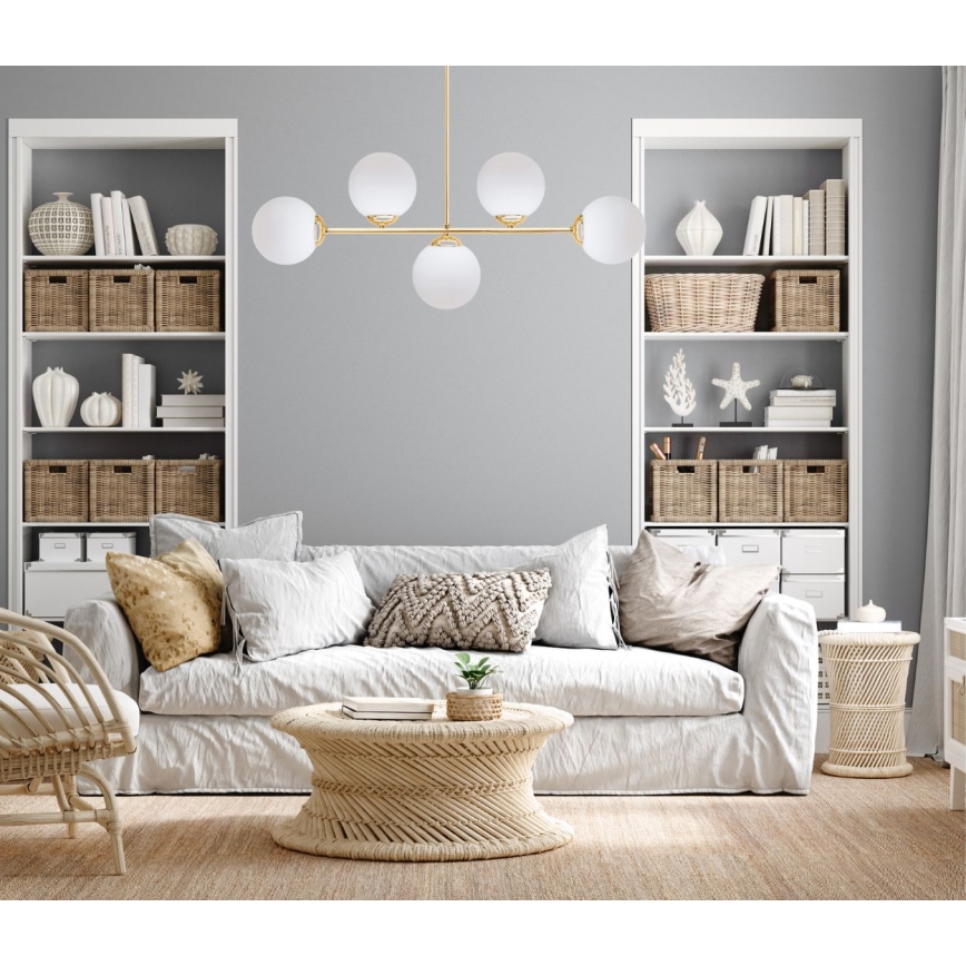 Lámpara colgante FIRA 5xE27/60W/230V dorado