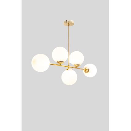 Lámpara colgante FIRA 5xE27/60W/230V dorado