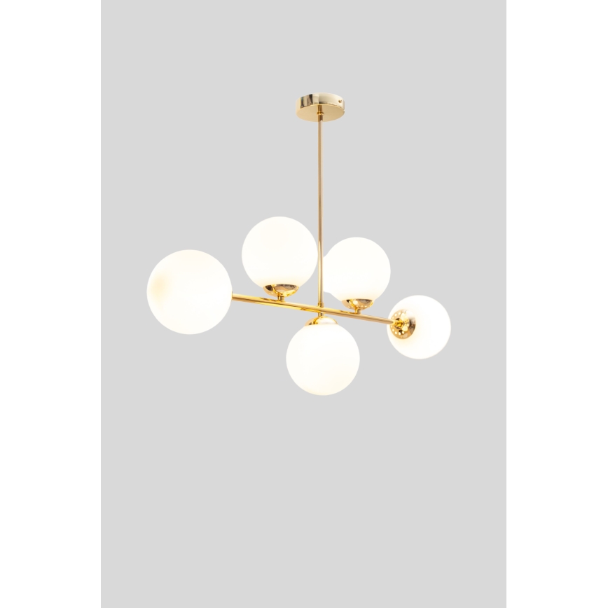 Lámpara colgante FIRA 5xE27/60W/230V dorado