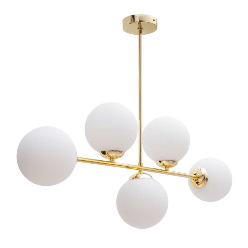 Lámpara colgante FIRA 5xE27/60W/230V dorado