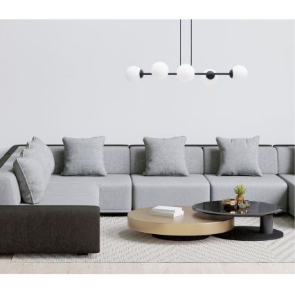 Lámpara colgante FIRA 5xE27/60W/230V negro