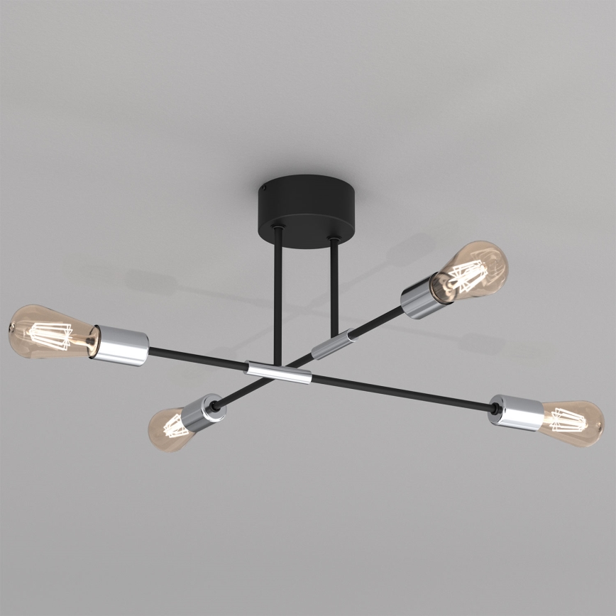Lámpara colgante FLAME 4xE27/60W/230V negro/cromo brillante