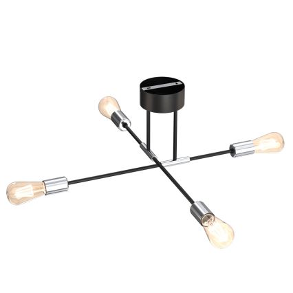 Lámpara colgante FLAME 4xE27/60W/230V negro/cromo brillante
