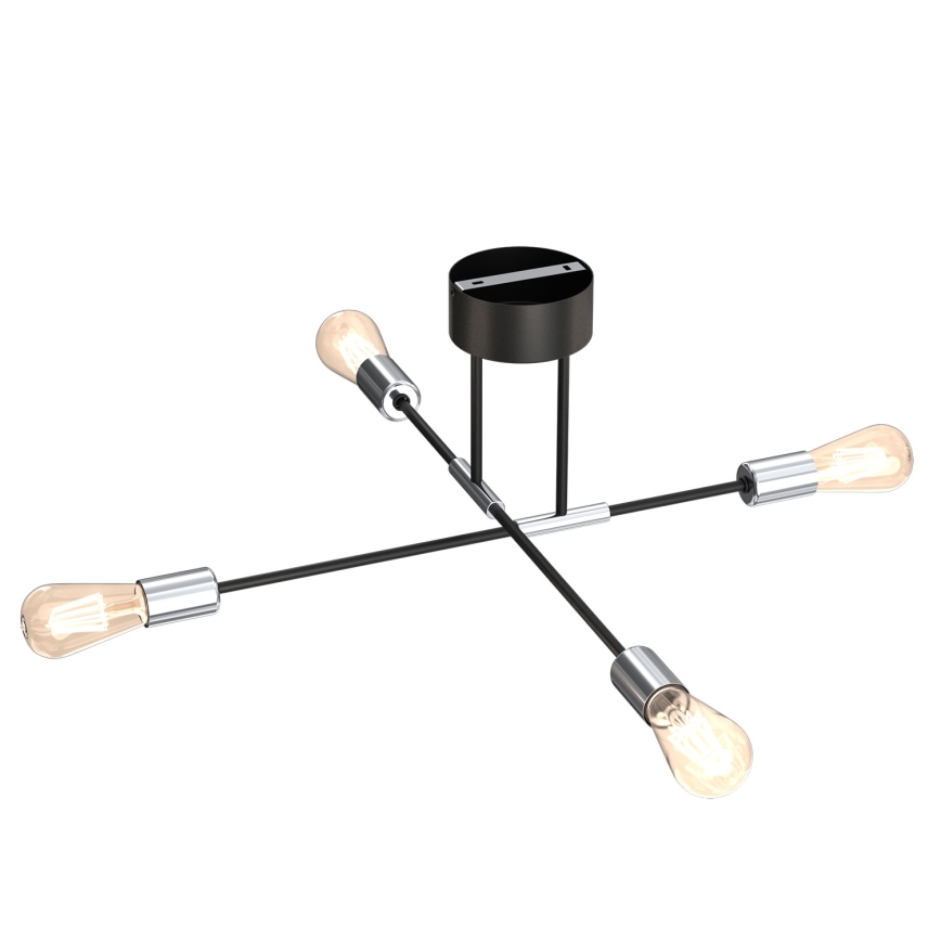 Lámpara colgante FLAME 4xE27/60W/230V negro/cromo brillante