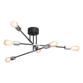 Lámpara colgante FLAME 6xE27/60W/230V negro/cromo brillante