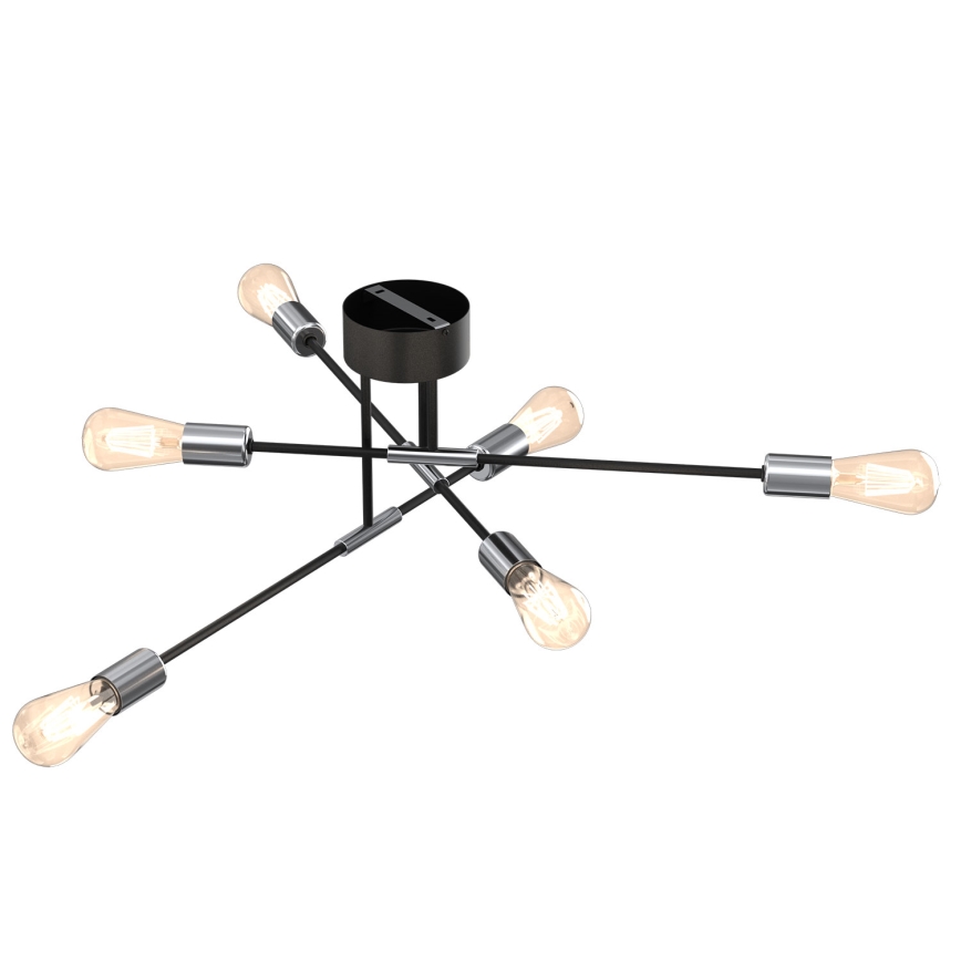 Lámpara colgante FLAME 6xE27/60W/230V negro/cromo brillante
