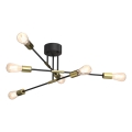 Lámpara colgante FLAME 6xE27/60W/230V negro/dorado