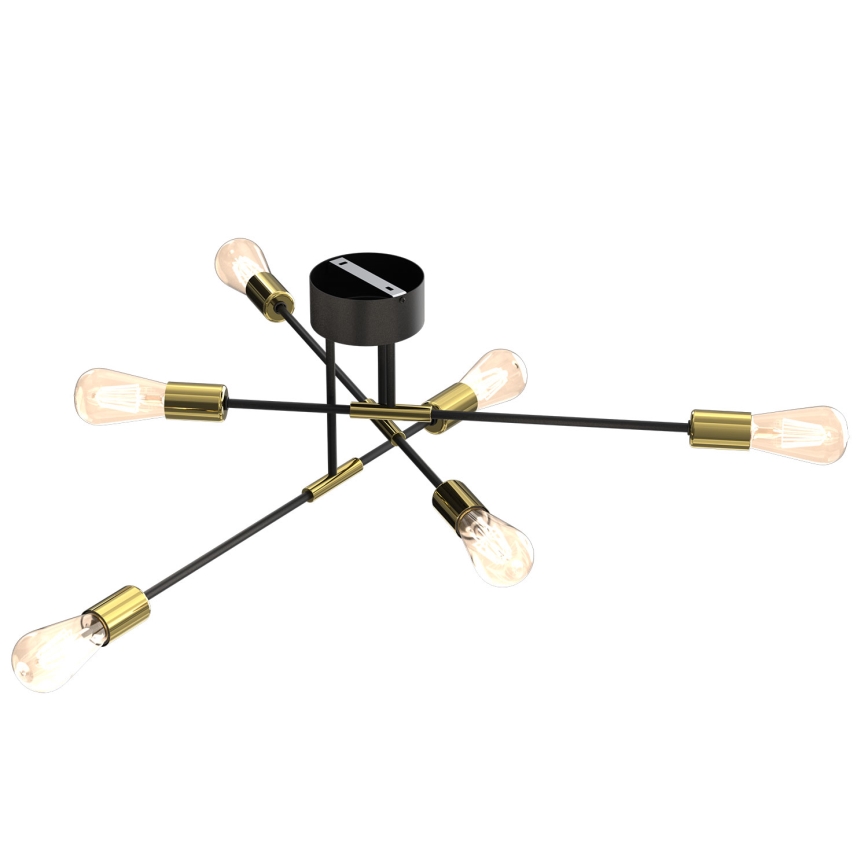 Lámpara colgante FLAME 6xE27/60W/230V negro/dorado