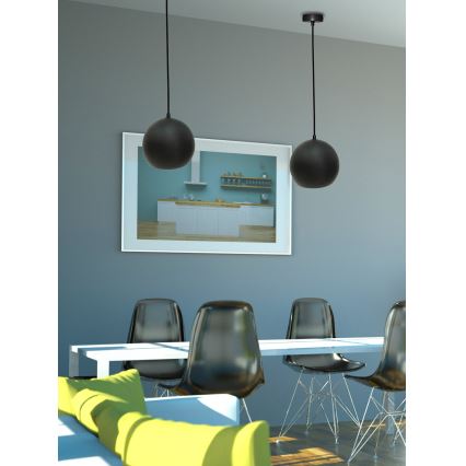 Lámpara colgante FLEN 1xE27/40W/230V diá. 20 cm negro