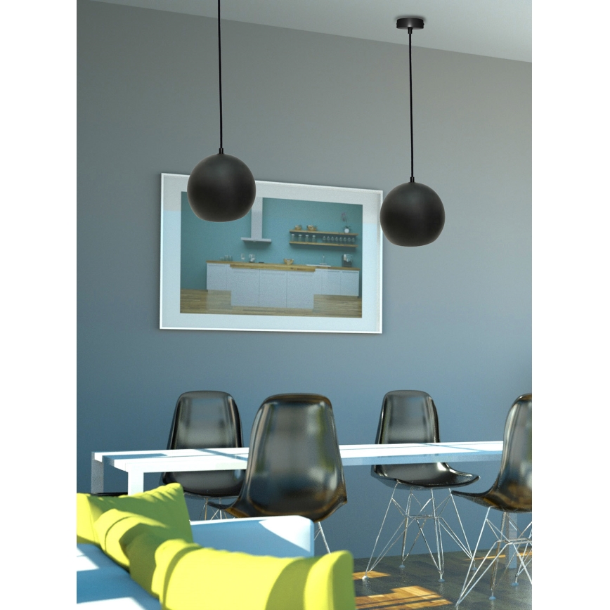 Lámpara colgante FLEN 1xE27/40W/230V diá. 20 cm negro