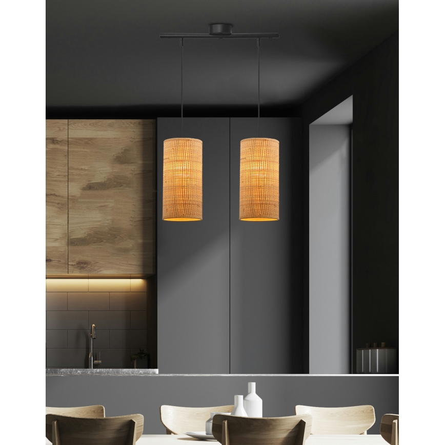 Lámpara colgante FLERI 2xE27/60W/230V ratán