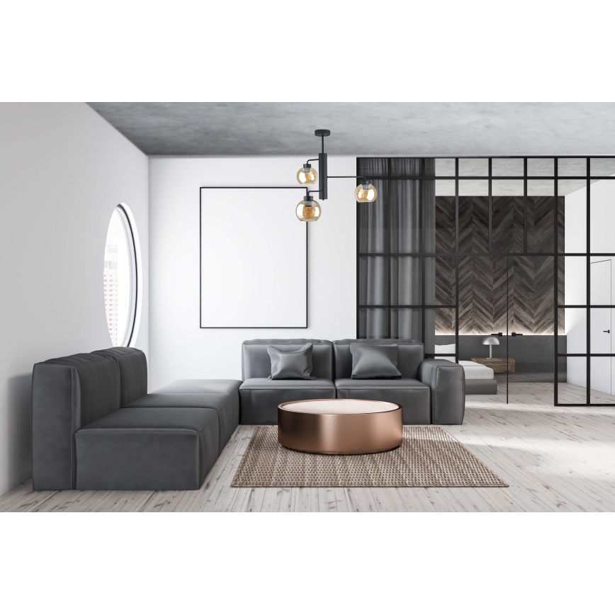 Lámpara colgante FLEX 3xE27/60W/230V negro/beige ahumado