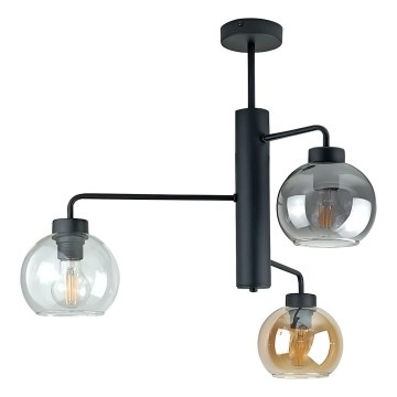 Lámpara colgante FLEX 3xE27/60W/230V negro/negro ahumado/beige ahumado/transparente
