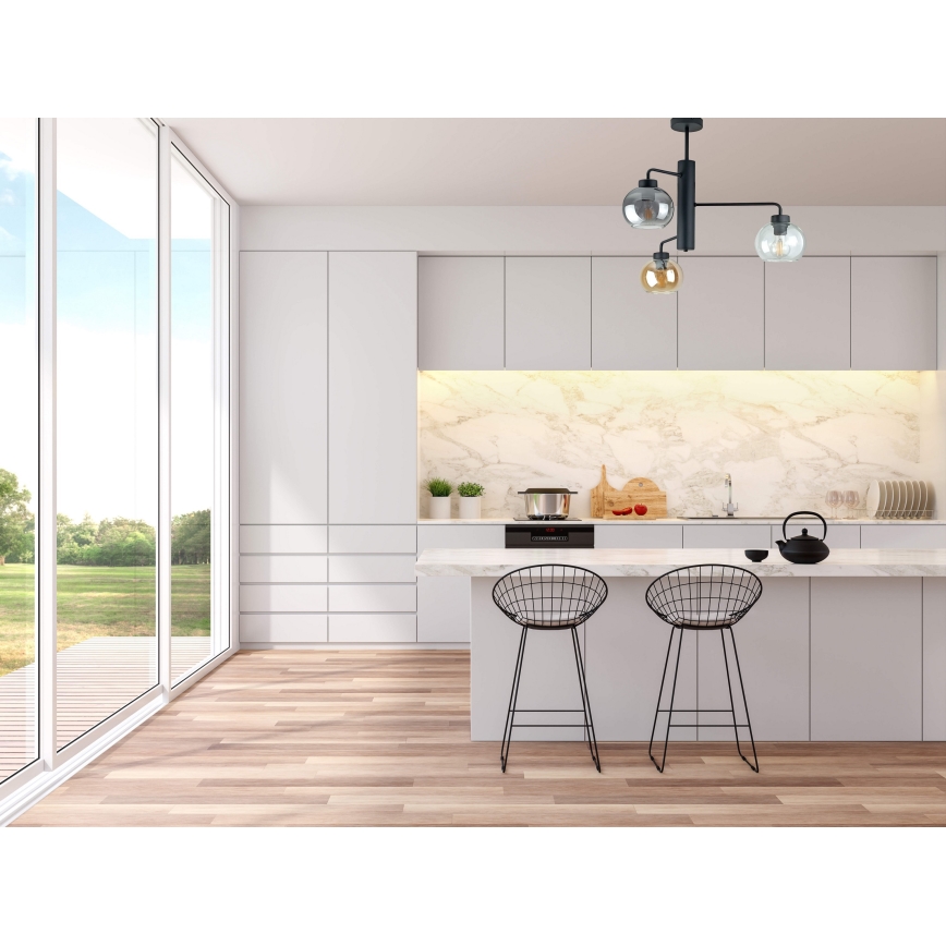 Lámpara colgante FLEX 3xE27/60W/230V negro/negro ahumado/beige ahumado/transparente
