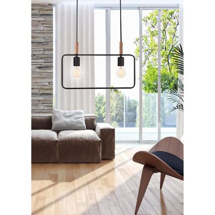 Lámpara colgante FRAME 2xE27/60W/230V negro