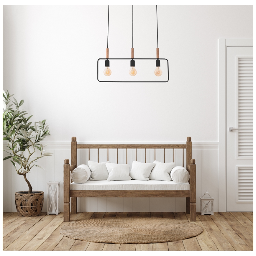 Lámpara colgante FRAME 3xE27/60W/230V negro