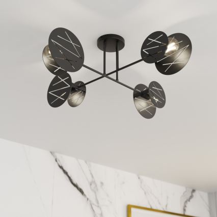 Lámpara colgante FRICK 4xE27/15W/230V negro