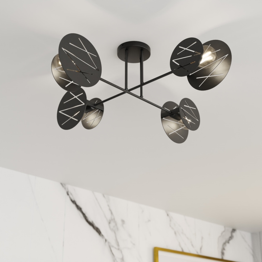 Lámpara colgante FRICK 4xE27/15W/230V negro