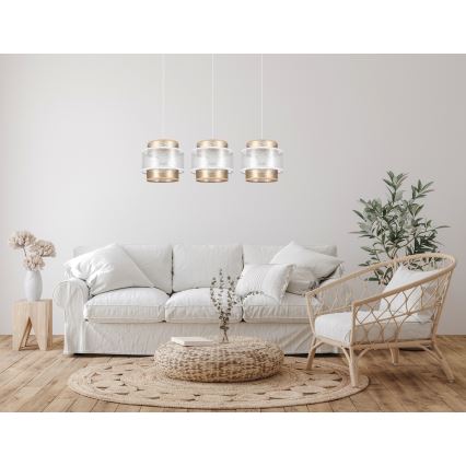 Lámpara colgante GABI 3xE27/60W/230V dorado/blanco