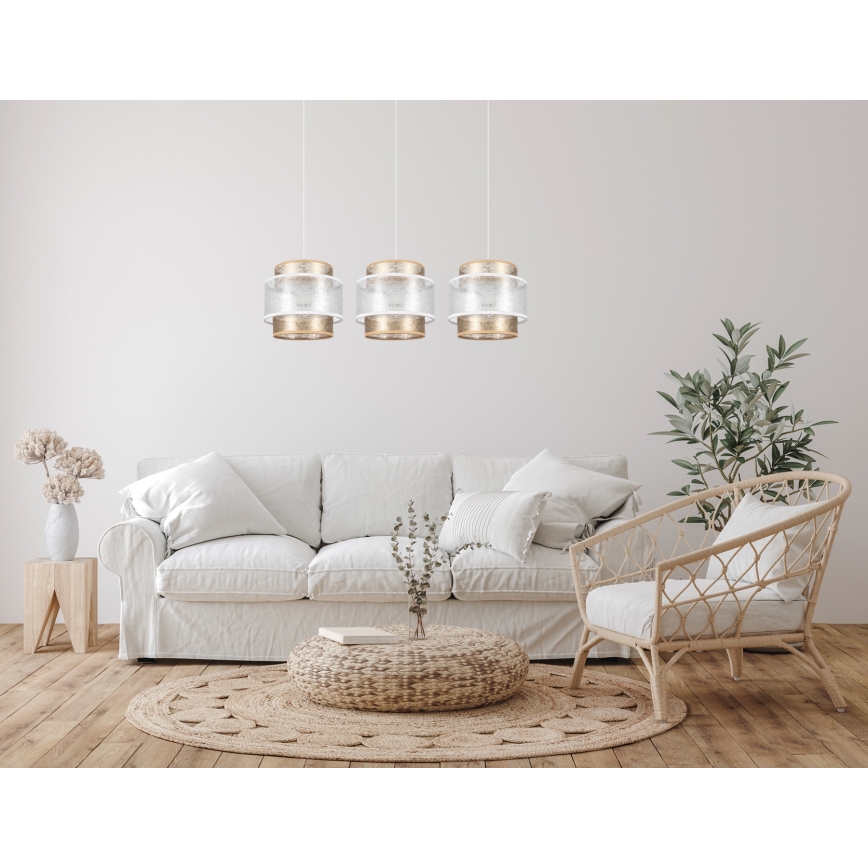 Lámpara colgante GABI 3xE27/60W/230V dorado/blanco