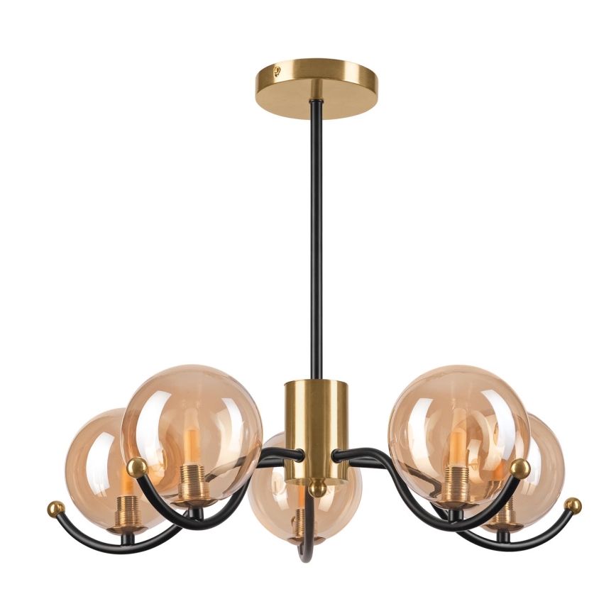 Lámpara colgante GEORGIA 5xG9/5W/230V dorado/beige ahumado