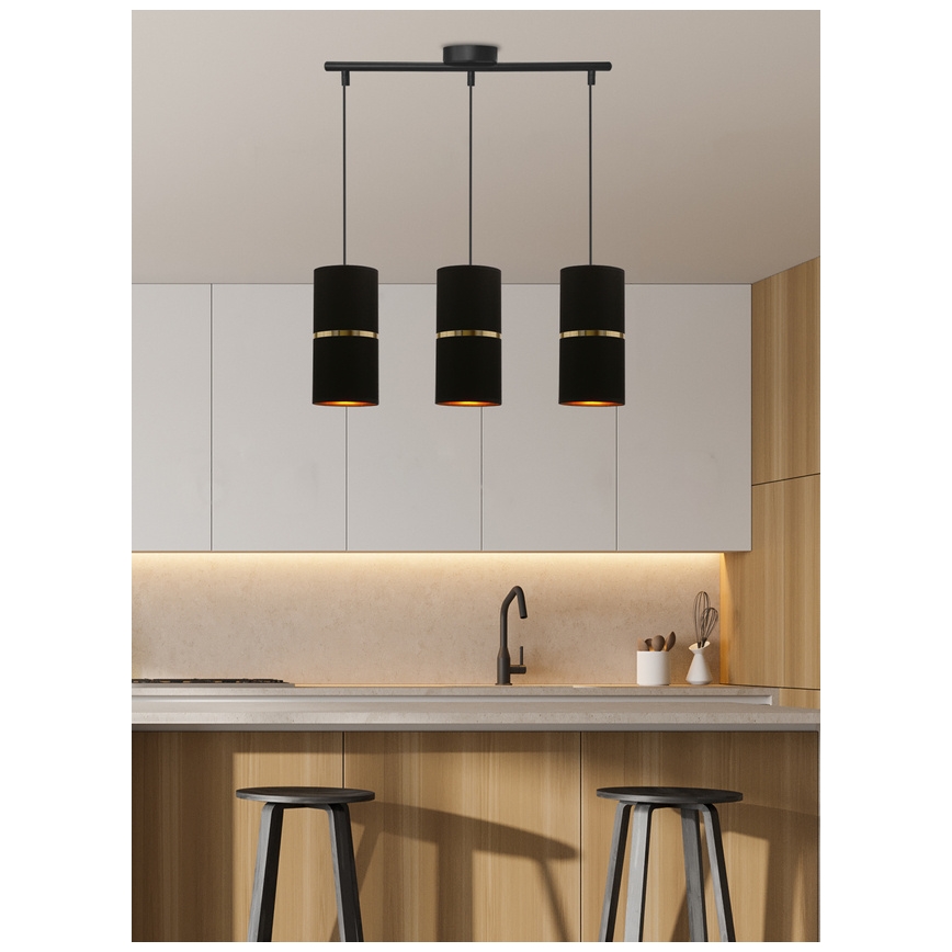 Lámpara colgante GINA 3xE27/60W/230V negro