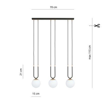 Lámpara colgante GLAM 3xE14/10W/230V negro