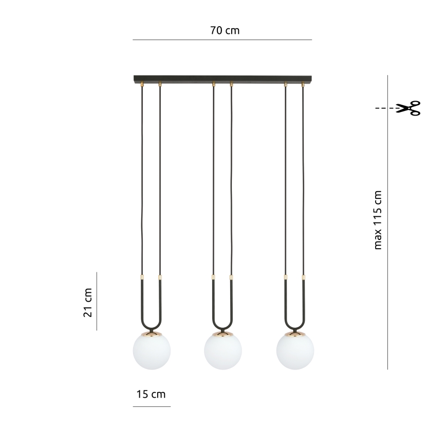 Lámpara colgante GLAM 3xE14/10W/230V negro