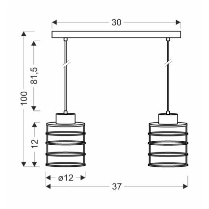 Lámpara colgante GLOB 2xE27/40W/230V negro