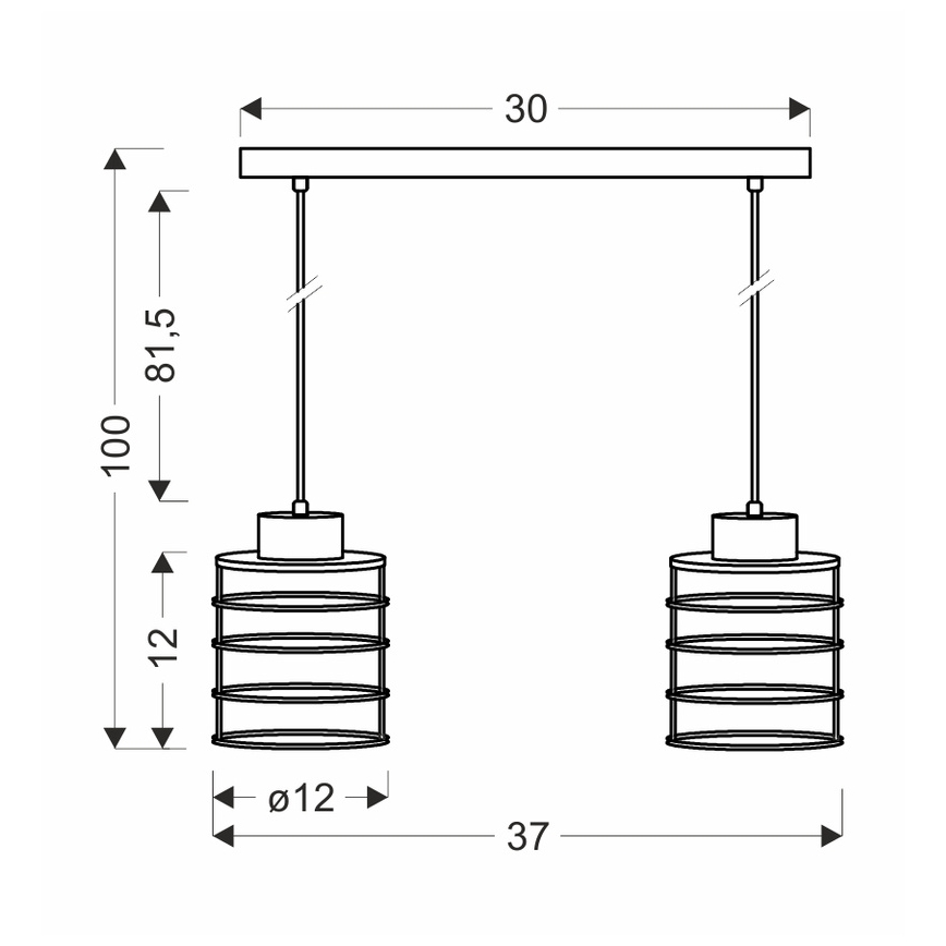 Lámpara colgante GLOB 2xE27/40W/230V negro