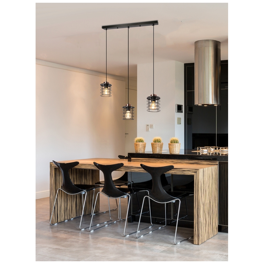 Lámpara colgante GLOB 3xE27/40W/230V negro