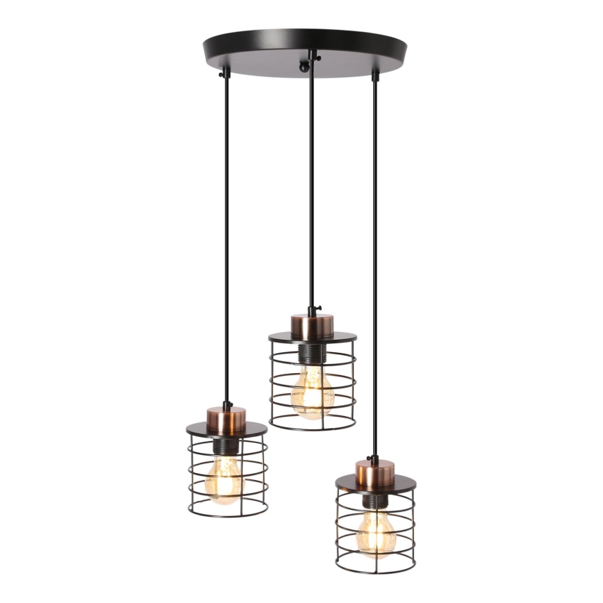 Lámpara colgante GLOB 3xE27/40W/230V negro