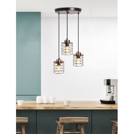 Lámpara colgante GLOB 3xE27/40W/230V negro