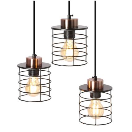 Lámpara colgante GLOB 3xE27/40W/230V negro