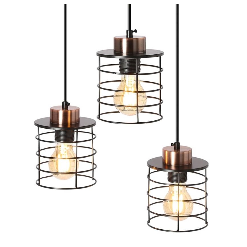 Lámpara colgante GLOB 3xE27/40W/230V negro