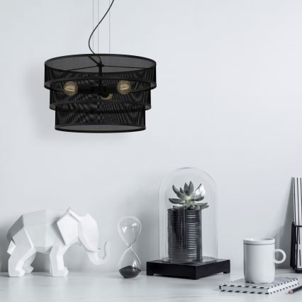 Lámpara colgante GLUM 3xE27/60W/230V negro