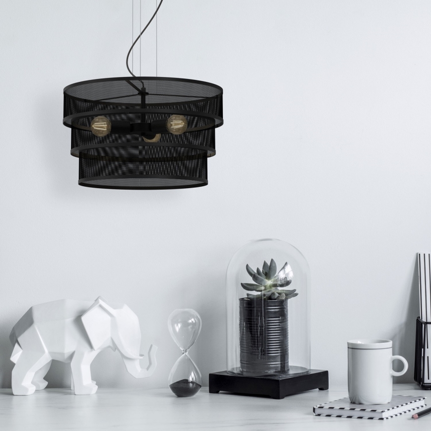 Lámpara colgante GLUM 3xE27/60W/230V negro