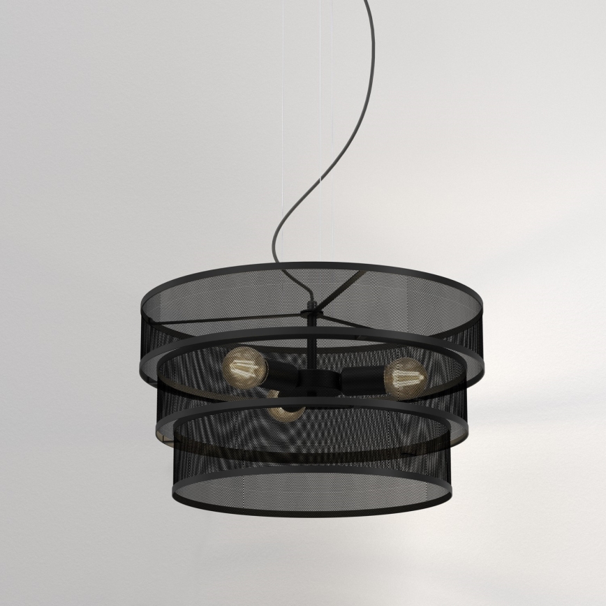 Lámpara colgante GLUM 3xE27/60W/230V negro